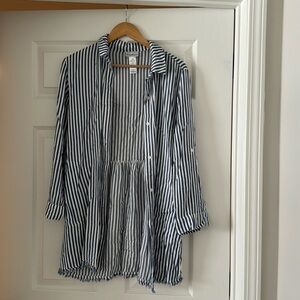 Striped button down cover up